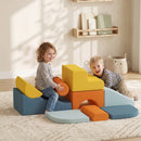 Set di 9 Costruzioni Morbide per Bambini 3-6 Anni 140x80x25 cm con Fodere Rimovibili in Schiuma e Velluto Multicolore      