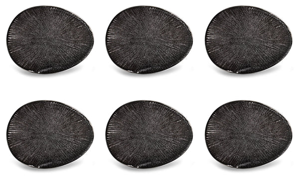 sconto Set 6 Piatti Pane Aperitivo 16x12x2 cm in Gres Kaleidos Sirius Neri