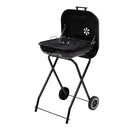 Barbecue a Carbone Carbonella 49x47x83 cm con Coperchio e Ruote in Acciaio Nero      