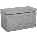Panca Contenitore 76x50x73 cm con Schienale e Vano da 77L Rivestimento in Tessuto Grigio      