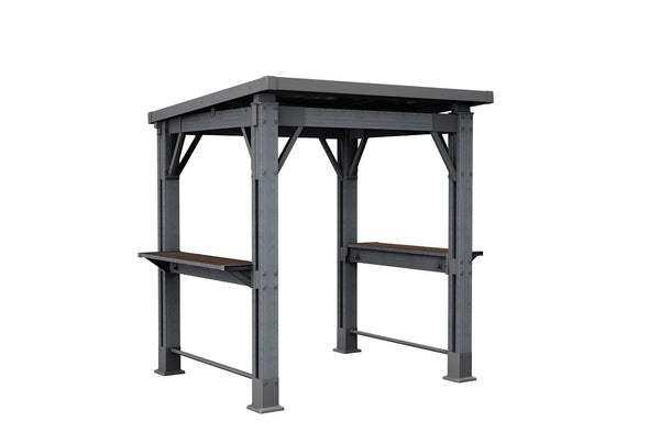 sconto Gazebo da Giardino per BBQ Keter Signature Grill 247x200x238 cm in Resina Effetto Legno Grigio Grafite e Noce