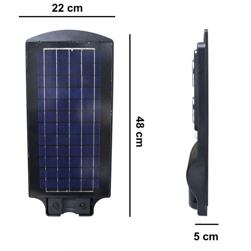 Lampada Testa Palo 96 LED 60W con Pannello Solare Telecomando e Sensore di Movimento