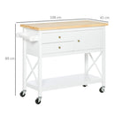 Carrello da Cucina 108x45x89 cm in Legno Bianco