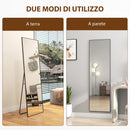 Specchio a Figura Intera da Terra o a Parete 50x2x161,5 cm in Metallo e Lega di Alluminio Nero   