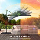 Ombrellone da Giardino a Manovella 240x240 cm con Base Riempibile e Girevole Telaio in Alluminio Grigio Scuro      