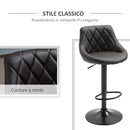 Set 2 Sgabelli da Bar 46,5x48x84,5-106,5 cm in Similpelle Marrone