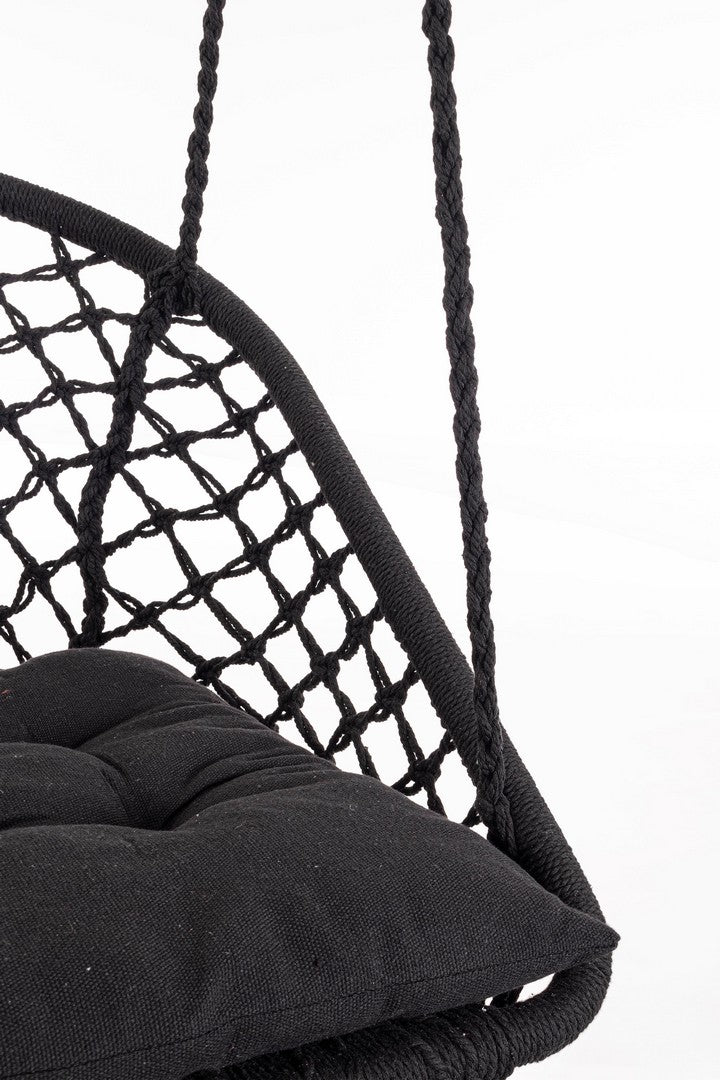 Amaca Sedia Sospesa da Giardino 88x69x130 cm in Poli-Cotone Javier Nero