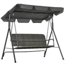 Dondolo da Giardino 3 Posti 167x112x153 cm con Tettuccio Regolabile in Rattan PE Grigio Scuro  