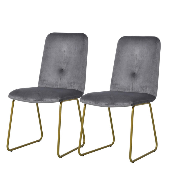 prezzo Set 2 Sedie Imbottite 44,5x59,5x91 cm in Flanella Grigie