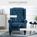 Poltrona per Salotto in Stile Francese con Seduta Imbottita e Cuscini 74x86x102 cm in Poliestere Blu