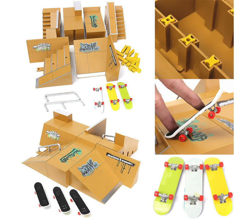 Fingerboard per Bambini 35x14 cm con Mini Skate Park in Plastica