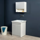 Mobile Lavatoio in Ceramica 2 Ante e Strofinatoio Integrato 60x60x86A cm Olmo Bianco