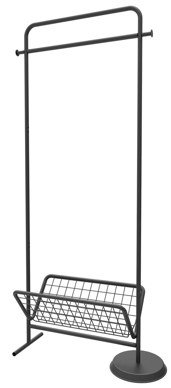 Stender Appendiabiti con Cesto Portarviste 74x32x156 cm in Metallo Motti Nero acquista