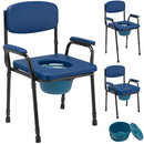 Sedia Wc per Anziani e Disabili 57x49x84-99,5 cm con Vaso Rimovibile e Cuscini Blu      