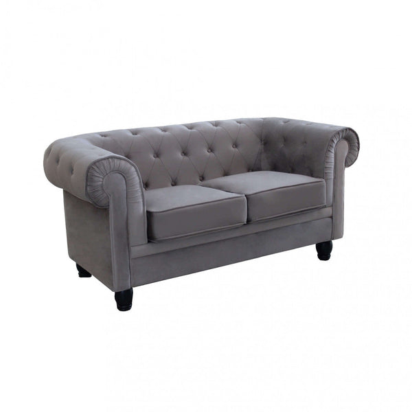 Divano 2 Posti Chesterfield 152x74x82 h cm in Velluto Grigio online