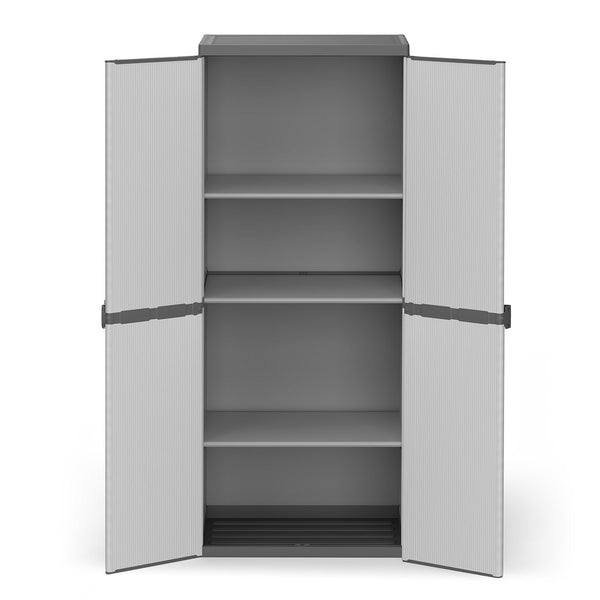 prezzo Armadio da Esterno 68x40x165 cm 2 Ante 4 Ripiani in Resina Grigio