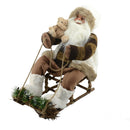 Pupazzo Babbo Natale su Slitta con Movimento 27x50x44cm Bianco e Marrone