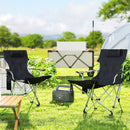 Set 2 Sedie Pieghevoli 82x50-100x88 cm con Poggiapiedi e Portabicchieri Nero  