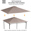 Tetto di Ricambio per Gazebo 3x3m con Prese d'Aria e Fori di Drenaggio 298x295 cm in Poliestere Beige