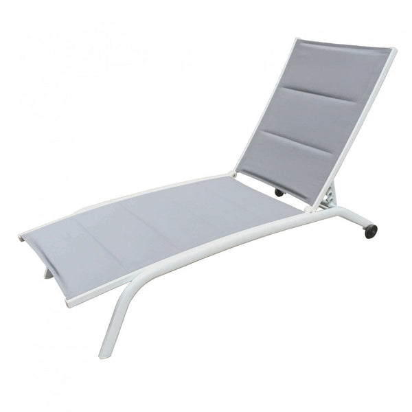 online Lettino Prendisole da Giardino Itaca Impilabile 194x71x83 h cm in Textilene Bianco