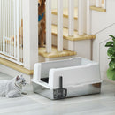 Lettiera per Gatti con Pareti Rialzate 71x50,8x35,5 cm Vassoio in Acciaio Bianco  