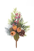 Set 12 Rami Artificiali Pino con Frutti 30 cm in Sintetico