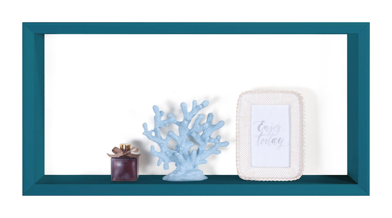 Mensola Cubo da Parete 70x35x15,5 cm in Fibra di Legno Artù Blu Atollo