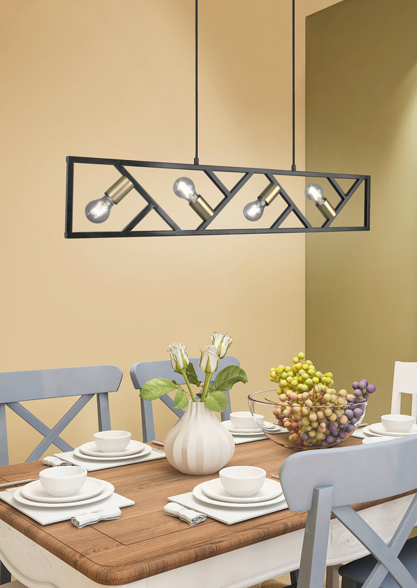 acquista Lampada a Sospensione da Interno E27 in Metallo Nero Opaco