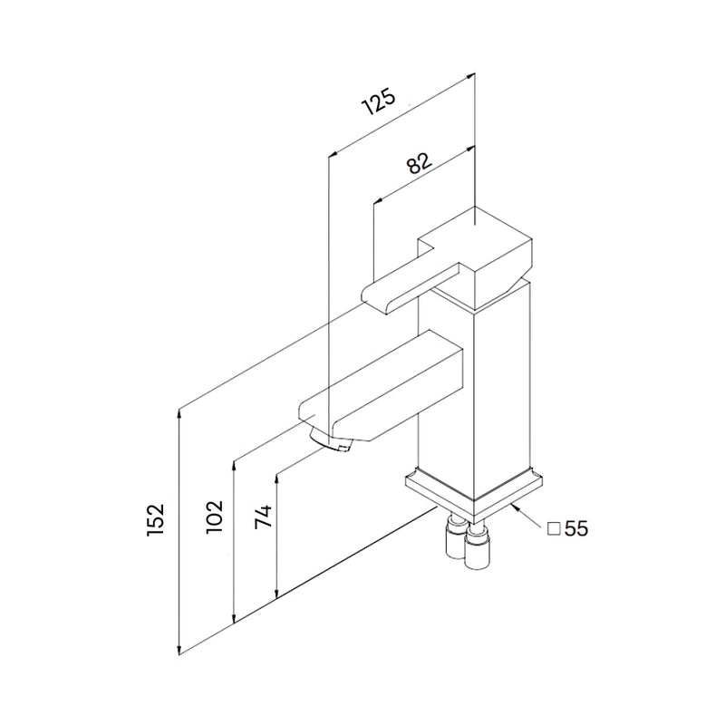 Rubinetto Miscelatore Monocomando Lavabo in Ottone Quadra Cromato