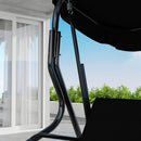 Dondolo 3 Posti 170x110x153 cm con Tettuccio Regolabile e Cuscini in Acciaio e Poliestere Nero      