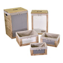 Set 2 Ceste Portabiancheria in legno brenda con 3 cassetti rettangolari