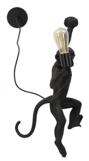 Lampada da Muro Monkey Nera 32x32x64 cm in Resina Nero e Oro      