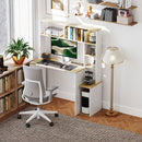 Scrivania per Computer Moderna 113x45x138.5 cm con Libreria e Porta CPU Rovere  