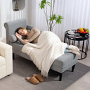 Poltrona Chaise Longue 146x61x82,5 cm Con Sponte e Cuscino Rivestimento Trapuntato Effetto Velluto Grigio  