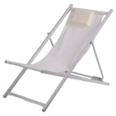 Sdraio Pieghevole Lido con Poggiatesta 94x60x92-81 cm in Poliestere e PVC Avorio      