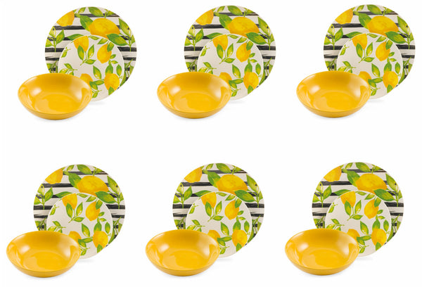 acquista Servizio Piatti 18 Pezzi in Porcellana e Gres Soriani Sorrento Giallo