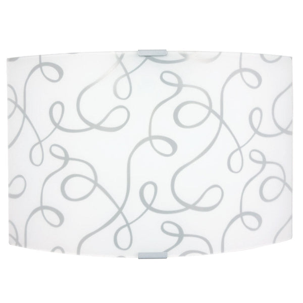 sconto Applique 1xE27 Finali Cromo Vetro Lastra Bianco Decorato Fantasi E-Energy Marilena