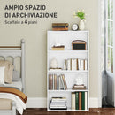 Mobile Libreria a 4 Ripiani 60x24x115,5 cm Scaffali regolabili in Legno Bianco  