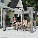 Pergola da Giardino 300x300x227 cm con Tetto Retrattile e Tende in Metallo e Poliestere Grigio Chiaro      