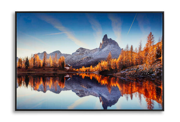 Stampa su Tela Laccata con Cornice Lake 90x4x60 cm in Pino e Tela e Plastica sconto