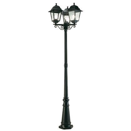 Lampada Palo Alto Tre Luci per Giardino Colore Nero da Esterno Linea Quadrata Sovil