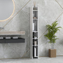 Mobile a Colonna da Bagno 15x17x120 cm con Ripiani a Giorno e Armadietti in Legno Bianco e Nero  