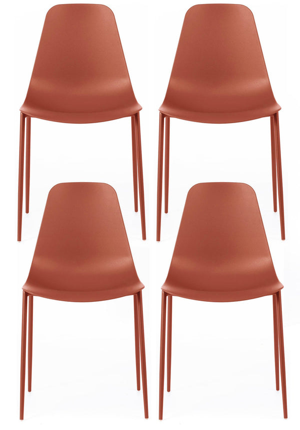 online Set 4 Sedie 49x48,5xH88 cm in Polipropilene Frida Ruggine