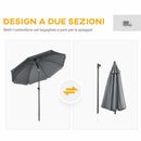 Ombrellone da Giardino Ø180x209 cm in Poliestere e Acciaio Grigio