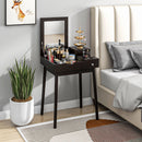 Tavolo da Trucco 2 in 1 60x50x85,5 cm con Specchio Ribaltabile e 2 Cassetti Nero   