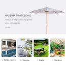 Ombrellone da Giardino Ø3 m Palo Ø38 mm in Legno Bianco 