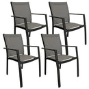 Set 4 Sedie da Giardino 57,5x59x89 cm in Alluminio e Textilene Grigio Scuro