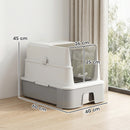Lettiera per Gatti Chiusa 3 in 1 68 L 60x40x45 cm con Coperchio Vassoio Estraibile e Paletta in Acciaio Inox e ABS Grigio      