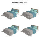 Set Lenzuola Sopra Sotto e Federe Doubleface Ottanio\/Verde Acqua