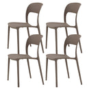 Set 4 Sedie Impilabili 85x45x56 cm in Polipropilene e Fibra di Vetro Kate Tortora